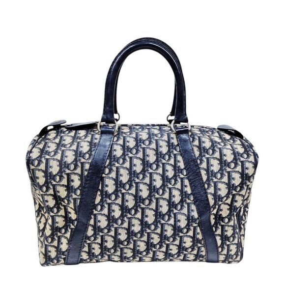 Dior Handbags - Christian Dior Navy & Cream Oblique Diorissimo Vintage Trotter Boston Bag Auth